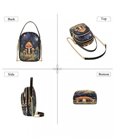 Quilted Crossbody Bags for Women,Ysterious Forest Mushroom Night Women's Crossbody Handbags Small Travel Purses Phone Bag $11...