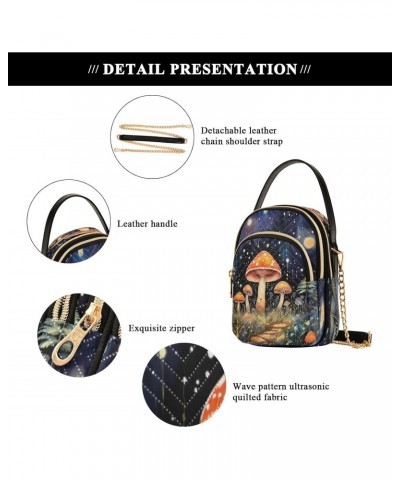 Quilted Crossbody Bags for Women,Ysterious Forest Mushroom Night Women's Crossbody Handbags Small Travel Purses Phone Bag $11...