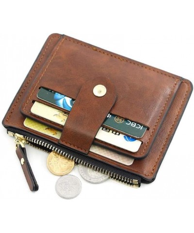 Card Holder Slim Leather Wallet Business Coin Purse Money Case for Zipper Mini Card Wallets (Color : K61Pink) K61brown $49.01...