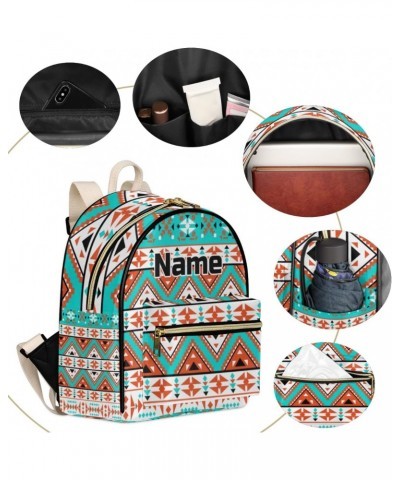 Aztec Geometric Custom Mini Backpack Purse for Women, Ethnic Personalized Fashion Leather Small Backpack Shoulder Handbag Tra...