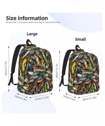 Fishing Bait Print Unisex Canvas Bag Canvas Shoulder Pouch Pack Lightweight Backpack For Woman Lady Black Small $22.87 Backpacks