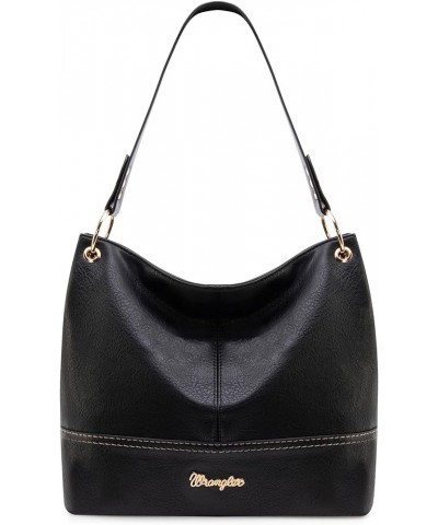 Wrangler Hobo Bags for Women Vegan Leather Top Handle Shoulder Purses and Handbags Solid Black $9.68 Hobo Bags