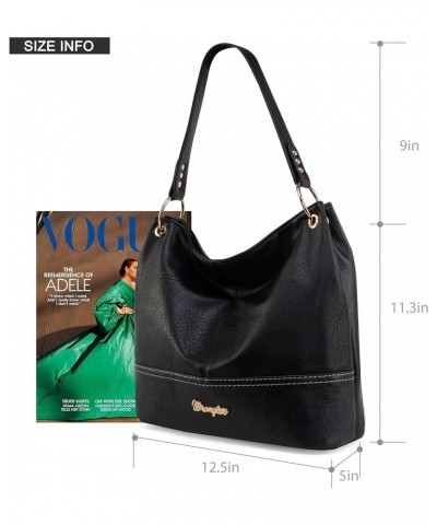 Wrangler Hobo Bags for Women Vegan Leather Top Handle Shoulder Purses and Handbags Solid Black $9.68 Hobo Bags