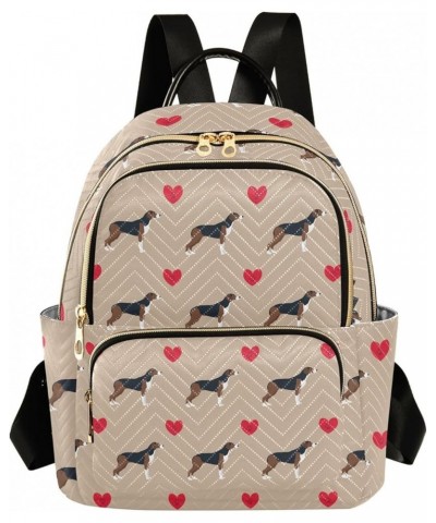 Cartoon Hound Dog Whippet Mini Backpack Purse for Women, Red Heart Travel Backpack Fashion Backpack Lightweight Shoulder Bag ...