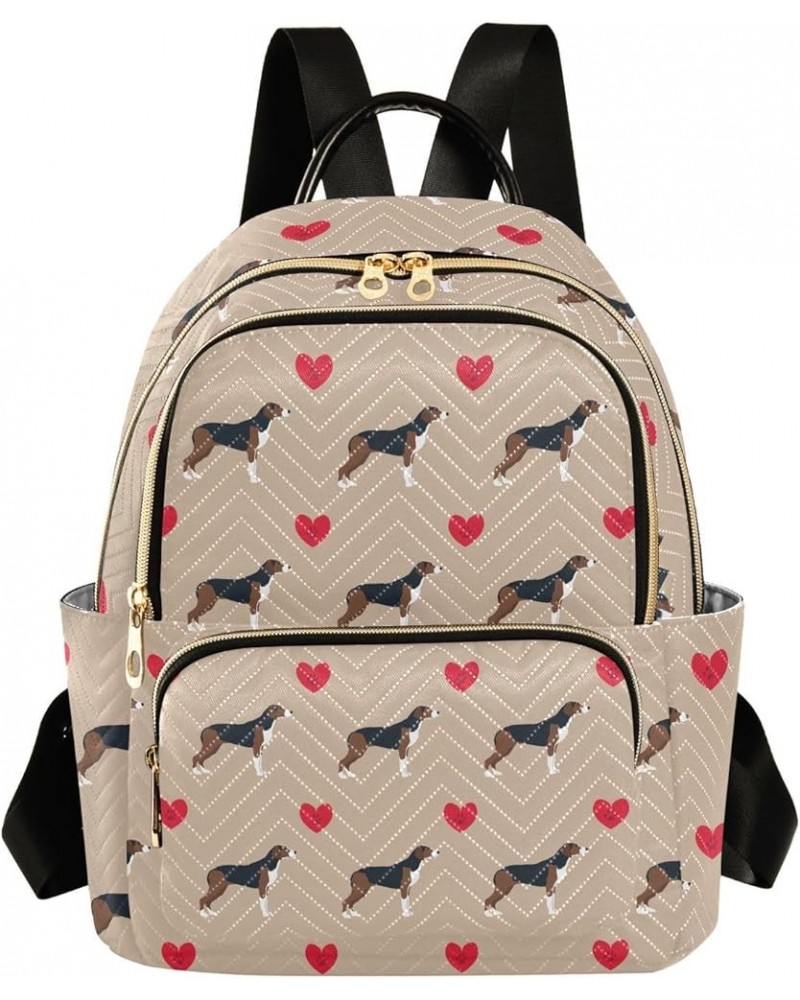 Cartoon Hound Dog Whippet Mini Backpack Purse for Women, Red Heart Travel Backpack Fashion Backpack Lightweight Shoulder Bag ...