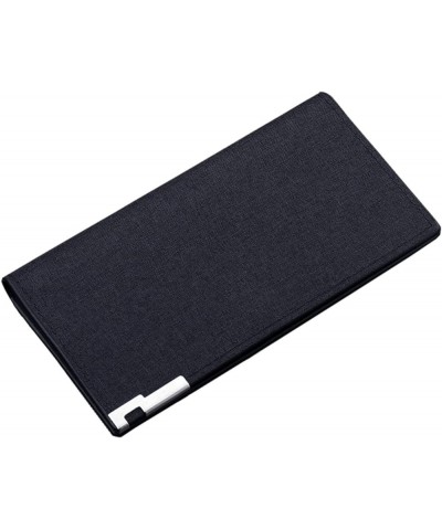 Fashion Coin ID Long Wallet Hasp Canvas Solid Color Men Open Purse Multiple Envelopes Wallet with (Black, One Size) Black One...