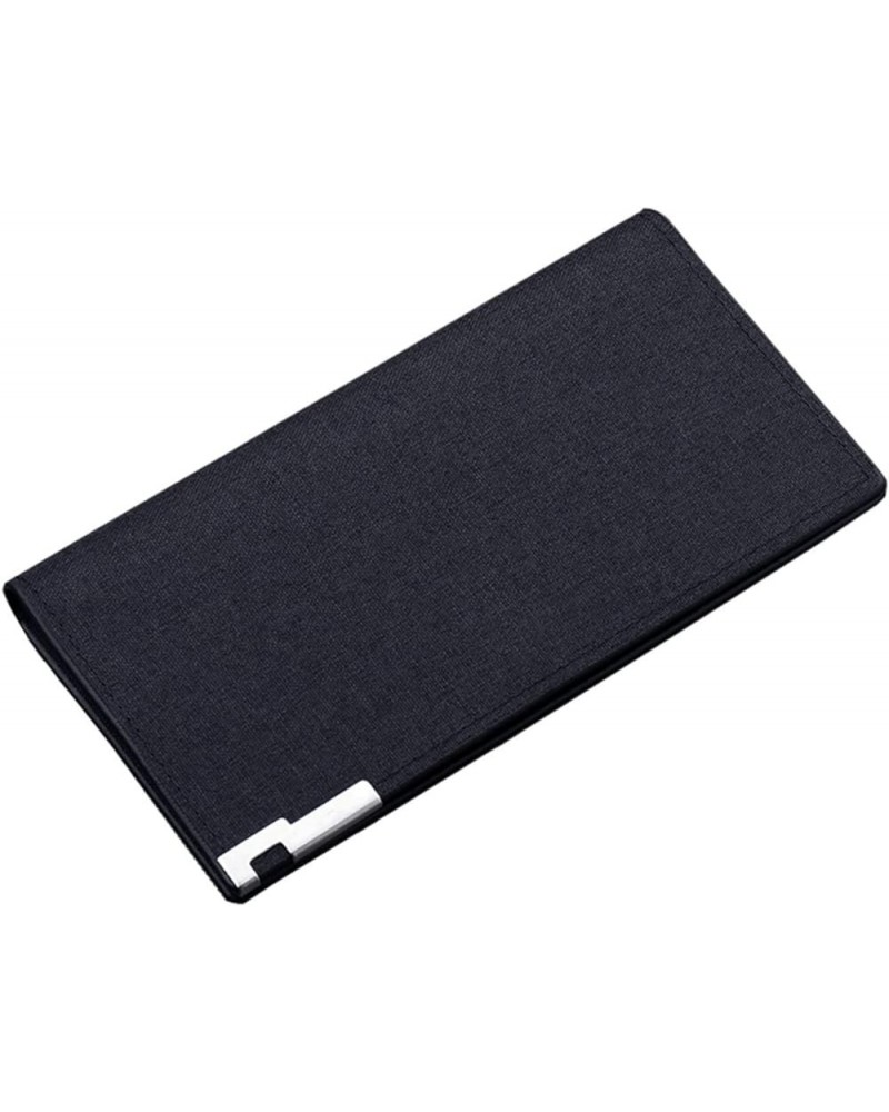 Fashion Coin ID Long Wallet Hasp Canvas Solid Color Men Open Purse Multiple Envelopes Wallet with (Black, One Size) Black One...