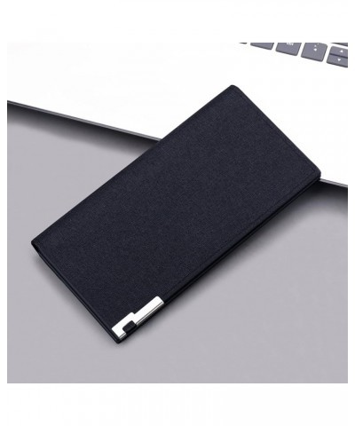 Fashion Coin ID Long Wallet Hasp Canvas Solid Color Men Open Purse Multiple Envelopes Wallet with (Black, One Size) Black One...