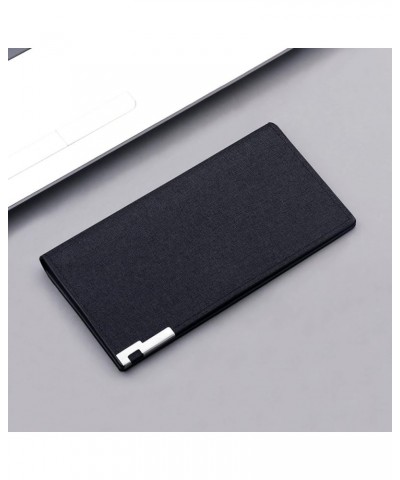 Fashion Coin ID Long Wallet Hasp Canvas Solid Color Men Open Purse Multiple Envelopes Wallet with (Black, One Size) Black One...