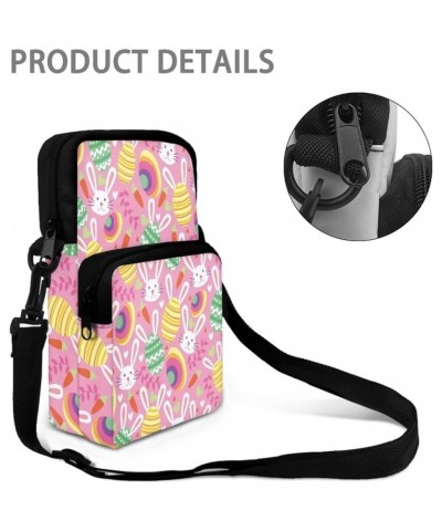 Crossbody Bag Sling Purse for Women Men Kids Cell Phone Holder Zipper Closure with Removable Adjustable Strap Easter Cute Rab...