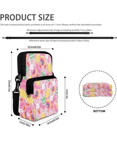 Crossbody Bag Sling Purse for Women Men Kids Cell Phone Holder Zipper Closure with Removable Adjustable Strap Easter Cute Rab...