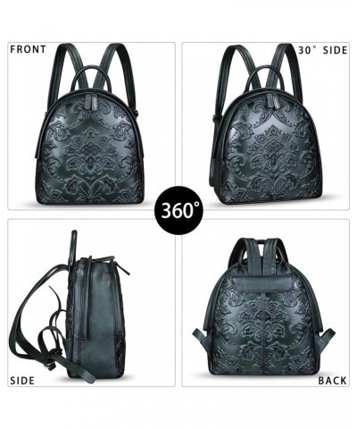 Genuine Leather Backpack for Women Purse Retro Embossed Leather Knapsack Handmade Rucksack Casual Daypack (Brown) Darkgrey $6...