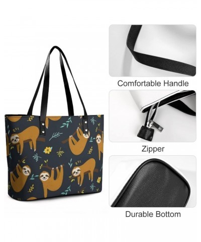 Womens Handbag Sloth Leather Tote Bag Top Handle Satchel Bags For Lady $19.59 Totes