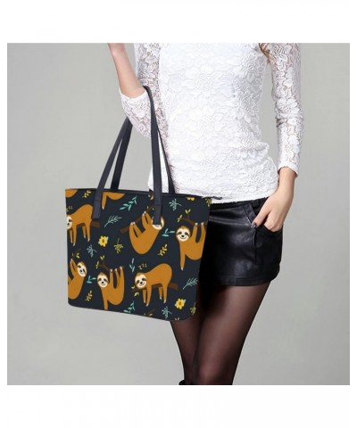 Womens Handbag Sloth Leather Tote Bag Top Handle Satchel Bags For Lady $19.59 Totes