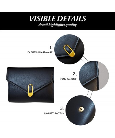 Small Wallet Mini RFID Blocking Leather 3 fold Purse ID Card Holder with Buckle for Women Black $9.51 Wallets