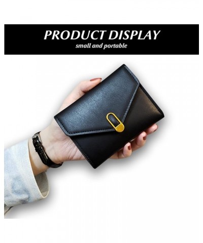 Small Wallet Mini RFID Blocking Leather 3 fold Purse ID Card Holder with Buckle for Women Black $9.51 Wallets