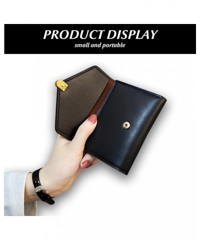 Small Wallet Mini RFID Blocking Leather 3 fold Purse ID Card Holder with Buckle for Women Black $9.51 Wallets