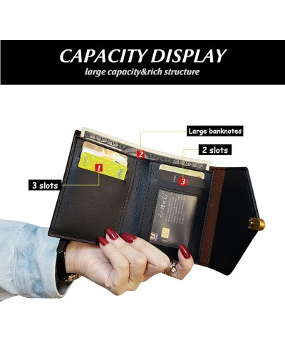 Small Wallet Mini RFID Blocking Leather 3 fold Purse ID Card Holder with Buckle for Women Black $9.51 Wallets