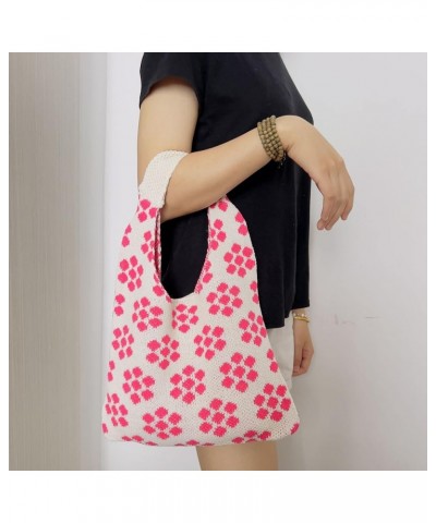 Tote Bag Aesthetic Tote Bag Crochet Tote Bag Y2k Purse Cute Tote Bags Aesthetic (Pink) Pink $13.12 Totes