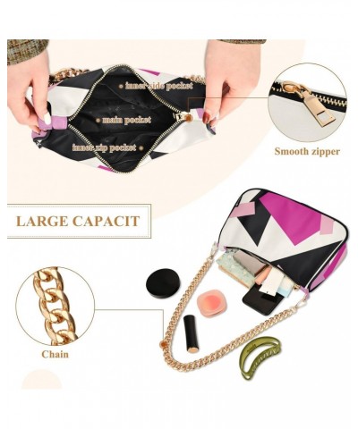 Crossbody Bags for Women Shoulder Purse Color Geometric Pattern Handbags Stylish Clutch Purse with Chain Strap $15.00 Totes