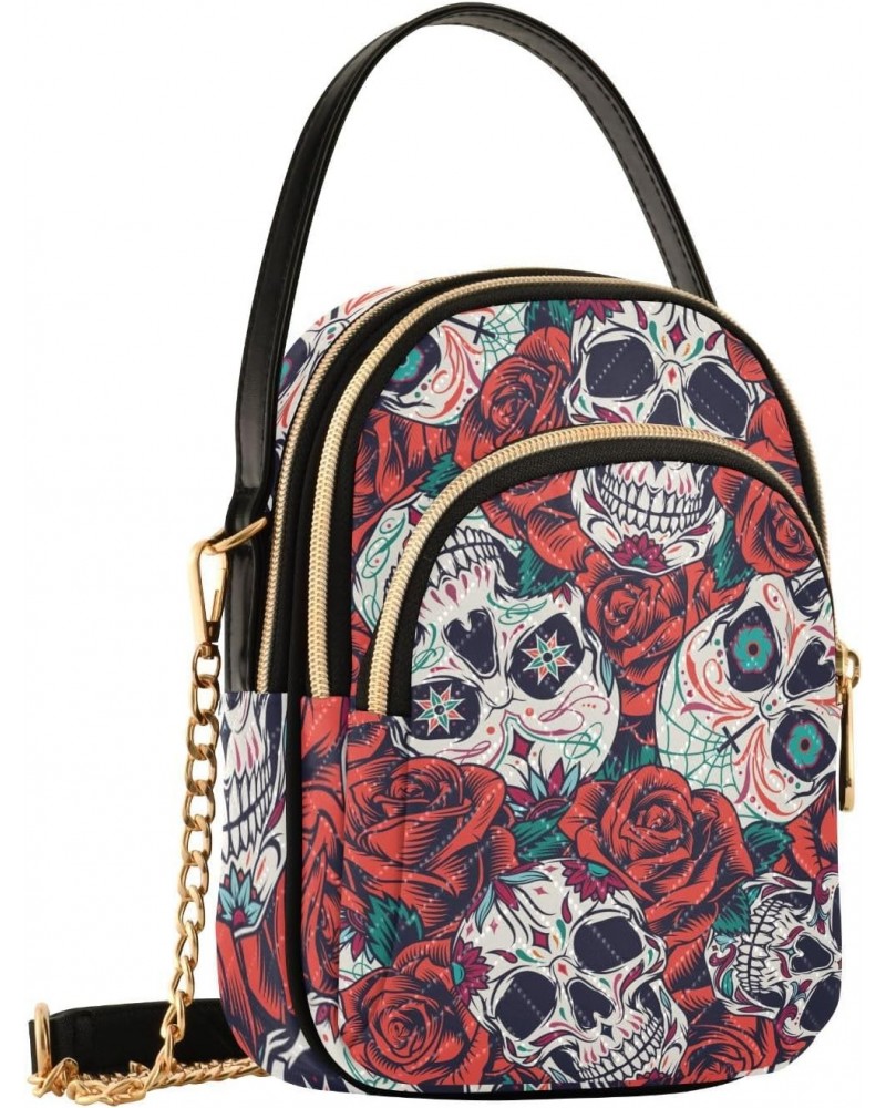 Small Crossbody Bags for Women Trendy Vintage Skull Rose Day Dead Travel Sling Bag Women's Crossbody Handbags Satchel Bags $1...