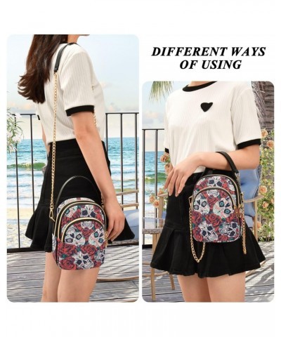 Small Crossbody Bags for Women Trendy Vintage Skull Rose Day Dead Travel Sling Bag Women's Crossbody Handbags Satchel Bags $1...