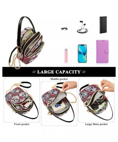 Small Crossbody Bags for Women Trendy Vintage Skull Rose Day Dead Travel Sling Bag Women's Crossbody Handbags Satchel Bags $1...