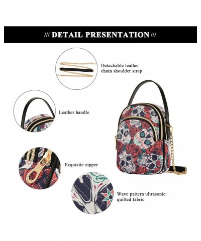 Small Crossbody Bags for Women Trendy Vintage Skull Rose Day Dead Travel Sling Bag Women's Crossbody Handbags Satchel Bags $1...