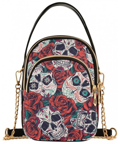 Small Crossbody Bags for Women Trendy Vintage Skull Rose Day Dead Travel Sling Bag Women's Crossbody Handbags Satchel Bags $1...