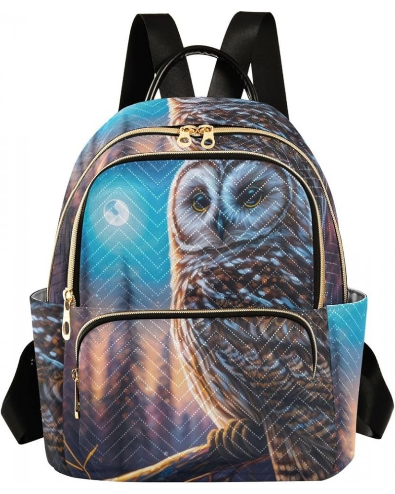 Women's Small Fashion Backpack Night Forest Owl Print Ladies Travel Daypack Aesthetic Shoulder Bag 11.4×6.1×14.1 IN $15.36 Ba...