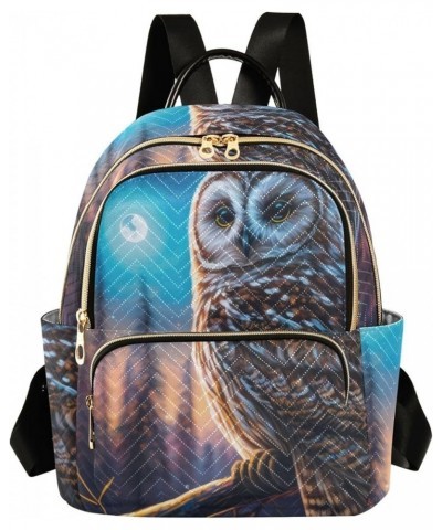 Women's Small Fashion Backpack Night Forest Owl Print Ladies Travel Daypack Aesthetic Shoulder Bag 11.4×6.1×14.1 IN $15.36 Ba...