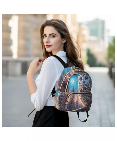 Women's Small Fashion Backpack Night Forest Owl Print Ladies Travel Daypack Aesthetic Shoulder Bag 11.4×6.1×14.1 IN $15.36 Ba...