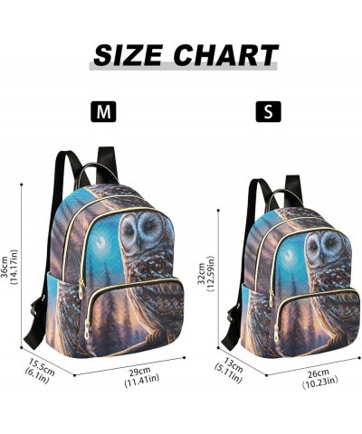 Women's Small Fashion Backpack Night Forest Owl Print Ladies Travel Daypack Aesthetic Shoulder Bag 11.4×6.1×14.1 IN $15.36 Ba...