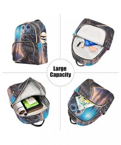 Women's Small Fashion Backpack Night Forest Owl Print Ladies Travel Daypack Aesthetic Shoulder Bag 11.4×6.1×14.1 IN $15.36 Ba...