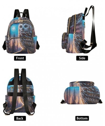 Women's Small Fashion Backpack Night Forest Owl Print Ladies Travel Daypack Aesthetic Shoulder Bag 11.4×6.1×14.1 IN $15.36 Ba...