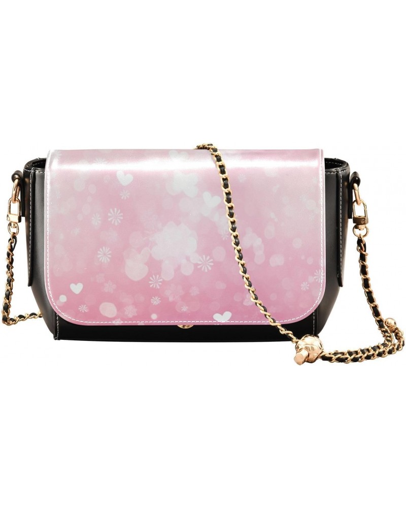 Pink Love Heart Crossbody Bag for Women Girls,Leather Cross Body Purses Chain Strap Handbags Shoulder Bag $16.80 Crossbody Bags