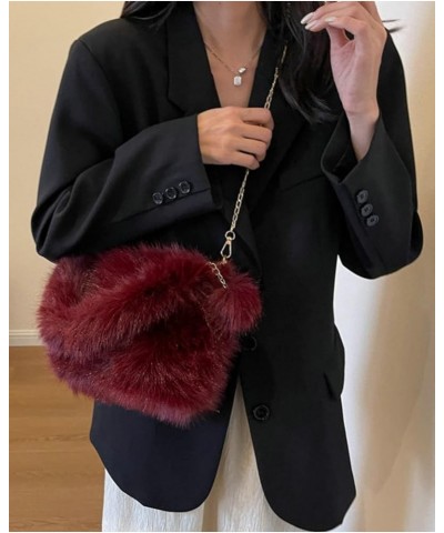 Furry Hobo Bag Women's Plush Shoulder Crossbody Bag Armpit Purse Handbag Fluffy Soft Totes Winter Satchels B-winered $21.22 T...