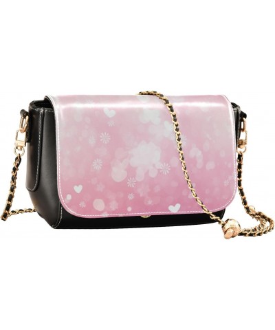 Pink Love Heart Crossbody Bag for Women Girls,Leather Cross Body Purses Chain Strap Handbags Shoulder Bag $16.80 Crossbody Bags