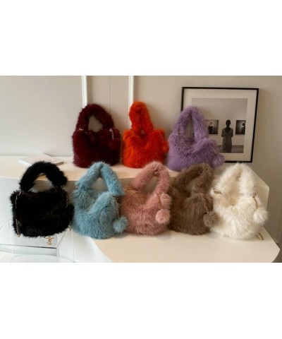 Furry Hobo Bag Women's Plush Shoulder Crossbody Bag Armpit Purse Handbag Fluffy Soft Totes Winter Satchels B-winered $21.22 T...