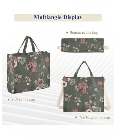 Vintage Pink White Floral Pattern Women's Tote Handbags Top Handle Satchel Shoulder Bag Crossbody Bag for Office Travel S $16...