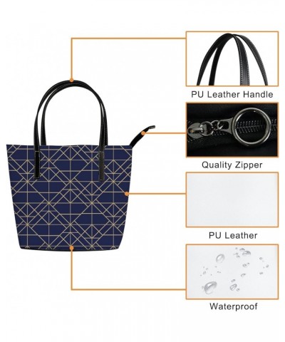 Women's Fashion Casual Handbag,PU Leather Large Capacity PC Work Bag,Travel Camping Picnic Single Shoulder Bag Dark Blue and ...