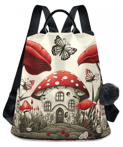 Women Fashion Backpack - Red Mushroom House, Anti Theft Casual Daypack Shoulder Bag Purse for Travel Work 15 inches $20.09 Ba...