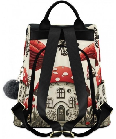 Women Fashion Backpack - Red Mushroom House, Anti Theft Casual Daypack Shoulder Bag Purse for Travel Work 15 inches $20.09 Ba...