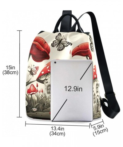 Women Fashion Backpack - Red Mushroom House, Anti Theft Casual Daypack Shoulder Bag Purse for Travel Work 15 inches $20.09 Ba...