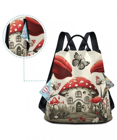 Women Fashion Backpack - Red Mushroom House, Anti Theft Casual Daypack Shoulder Bag Purse for Travel Work 15 inches $20.09 Ba...