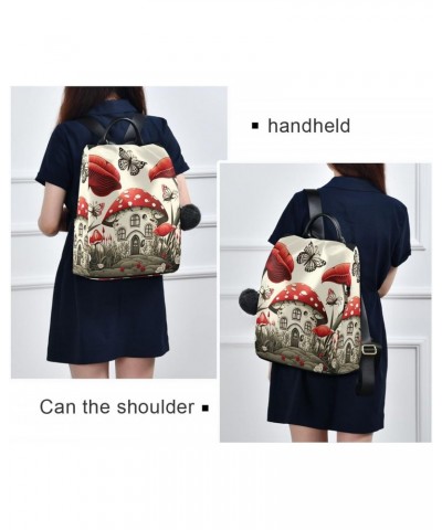 Women Fashion Backpack - Red Mushroom House, Anti Theft Casual Daypack Shoulder Bag Purse for Travel Work 15 inches $20.09 Ba...