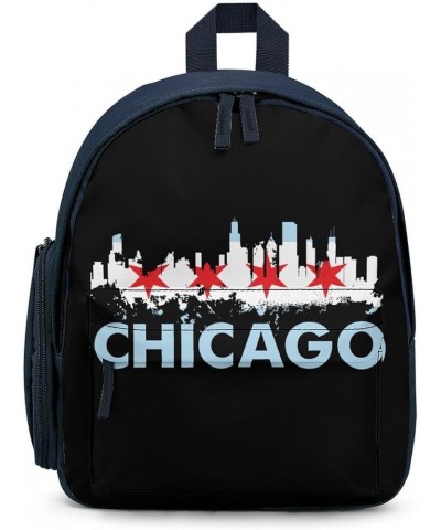 Chicago City Skyline Flag Funny Backpack Small Casual Daypack Purse Travel Bag with Adjustable Strap Cute Print Blue-style $1...