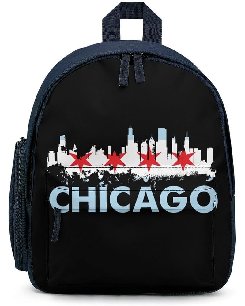 Chicago City Skyline Flag Funny Backpack Small Casual Daypack Purse Travel Bag with Adjustable Strap Cute Print Blue-style $1...