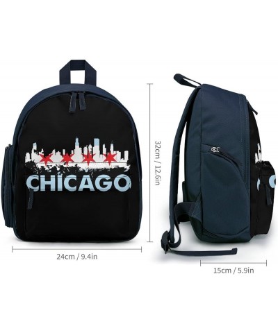 Chicago City Skyline Flag Funny Backpack Small Casual Daypack Purse Travel Bag with Adjustable Strap Cute Print Blue-style $1...