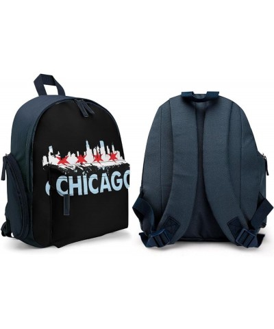 Chicago City Skyline Flag Funny Backpack Small Casual Daypack Purse Travel Bag with Adjustable Strap Cute Print Blue-style $1...